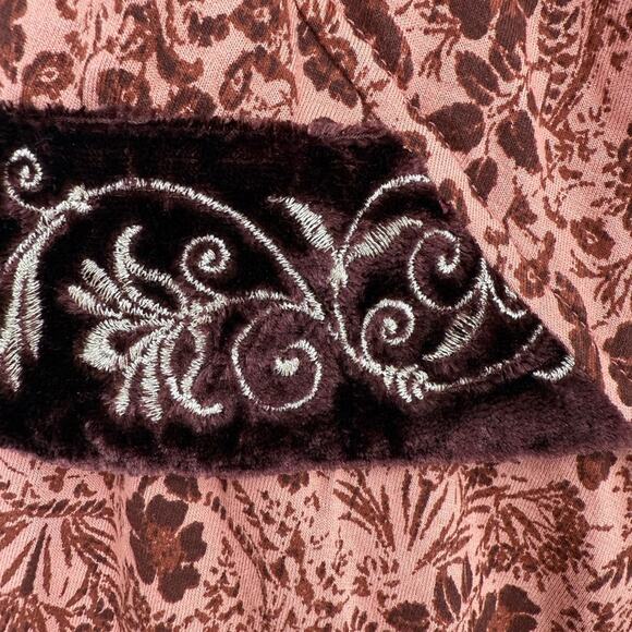 Soft Surroundings Mauve Floral Bell Sleeve Velvet Trim Pullover Top Size Small P - Picture 7 of 7